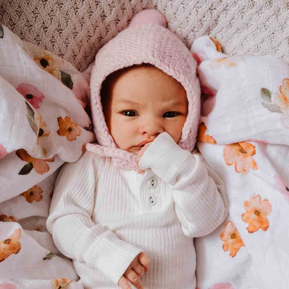 Snuggle Hunny - Pink Merino Wool Bonnet & Bonnets