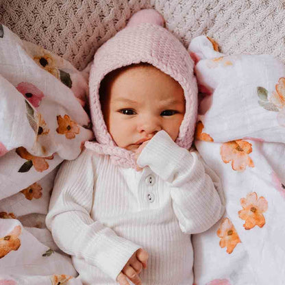 Snuggle Hunny - Pink Merino Wool Bonnet & Bonnets