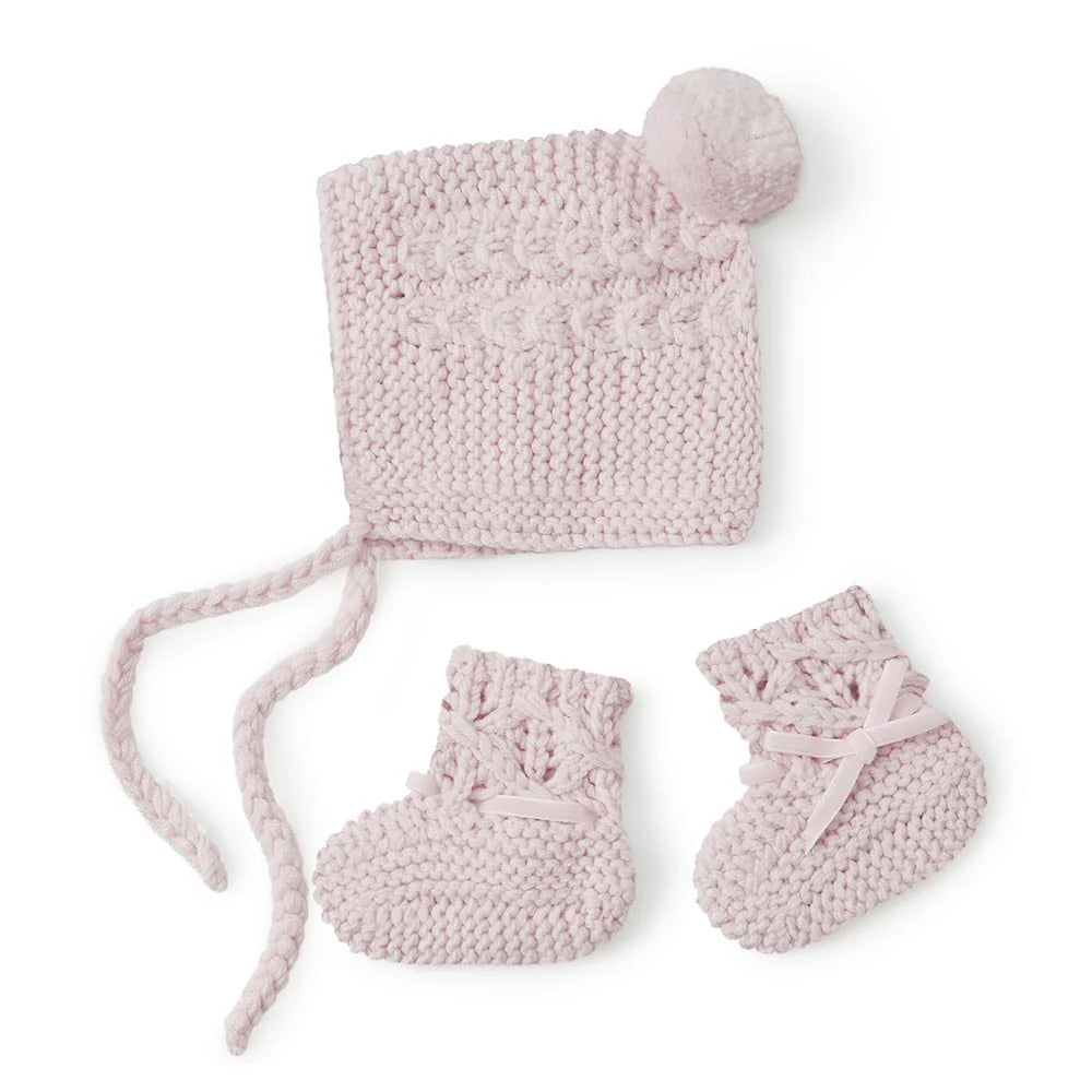 Snuggle Hunny - Pink Merino Wool Bonnet & Bonnets
