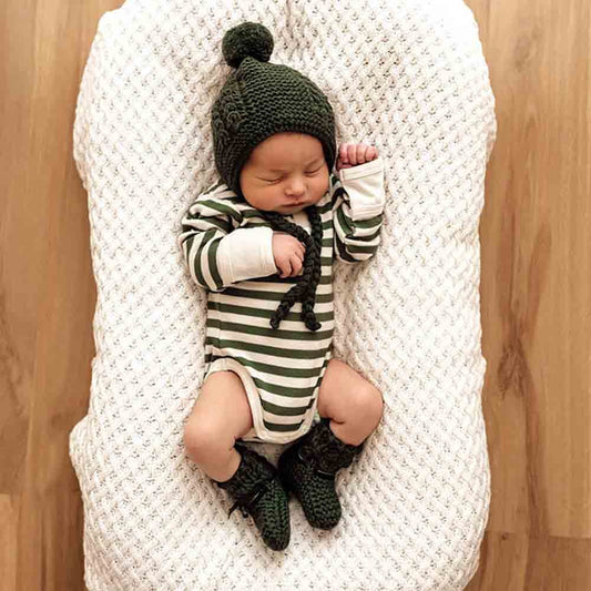 Snuggle Hunny - Olive Merino Wool Bonnet & Bonnets