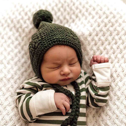 Snuggle Hunny - Olive Merino Wool Bonnet & Bonnets