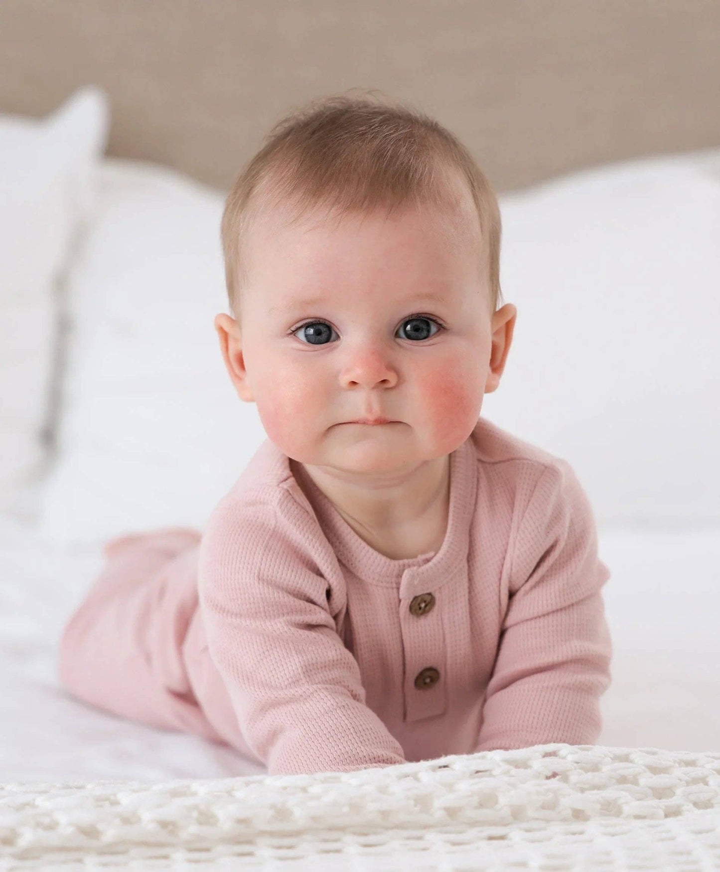 Lūmmi in Colour Babywear - Organic Cotton Waffle Long Sleeve Bodysuit - Lavender