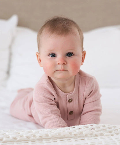 Lūmmi in Colour Babywear - Organic Cotton Waffle Long Sleeve Bodysuit - Lavender