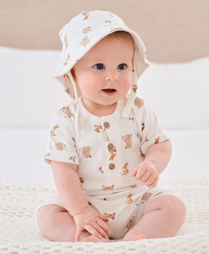 Lūmmi in Colour Babywear - Organic Cotton Bucket Sun Hat - Bear & Bunny