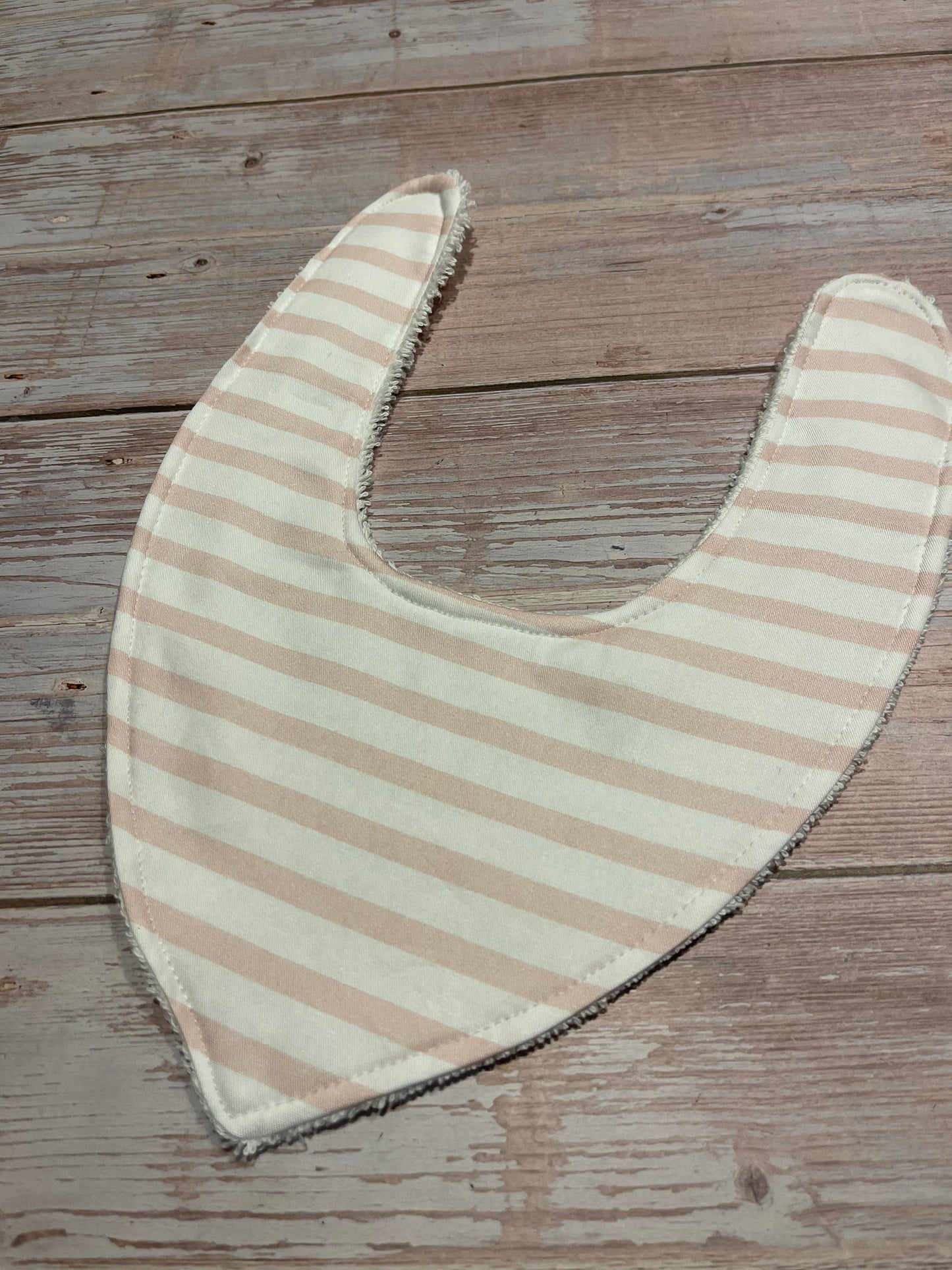 Finished with a Kiss - Dribble Bib, Bandanna Bib, Baby Bib - Baby Pink Stripes
