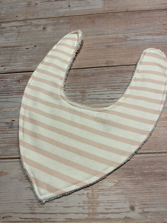 Finished with a Kiss - Dribble Bib, Bandanna Bib, Baby Bib - Baby Pink Stripes
