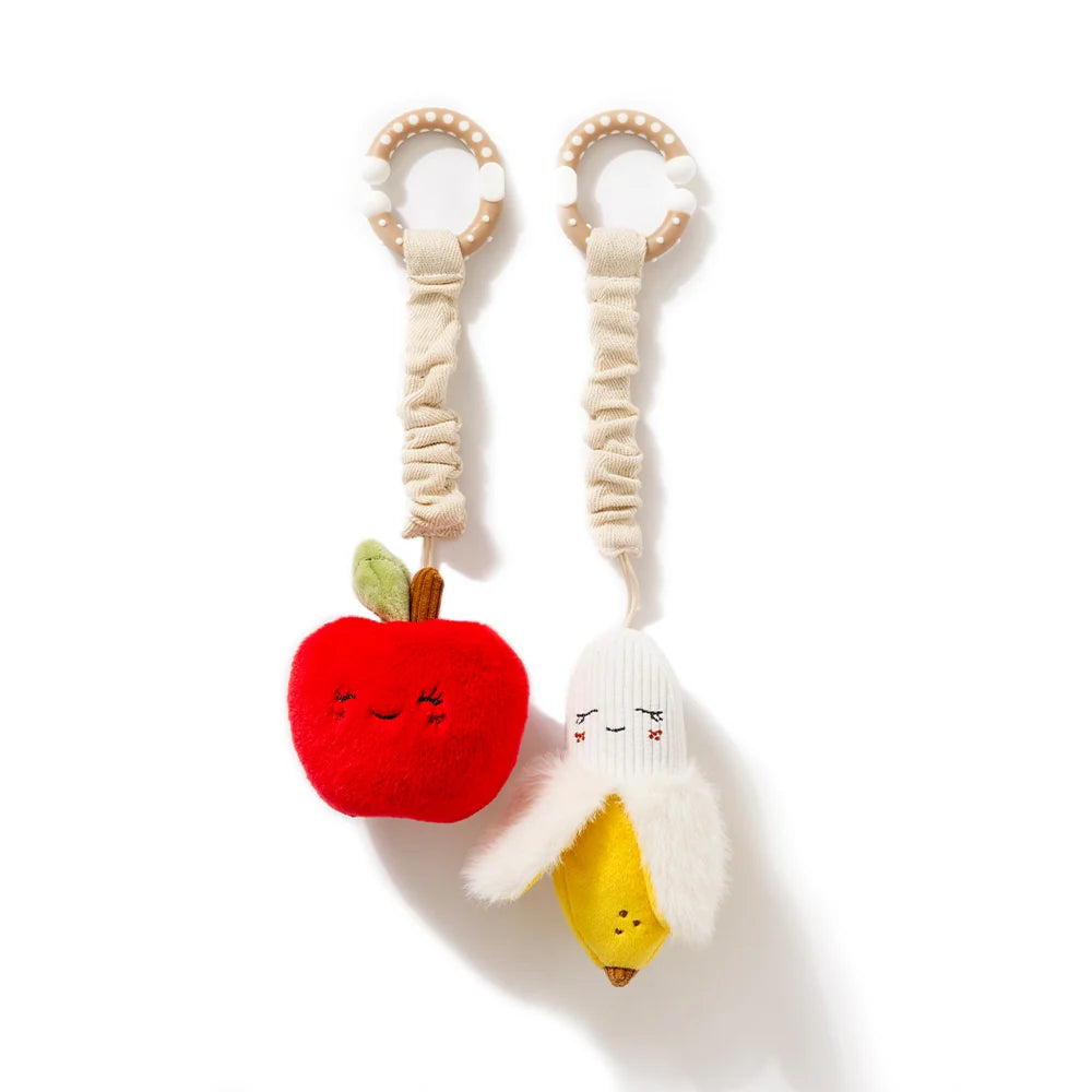 Living Textiles - 2 Pack Mini Market Brunch Stroller Toys - Apple & Banana