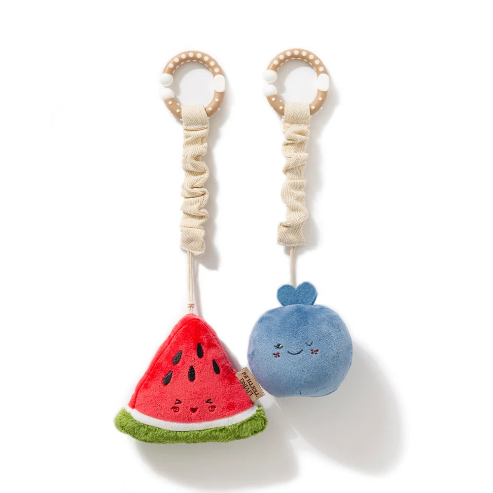 Living Textiles - 2 Pack Mini Market Brunch Stroller Toys - Watermelon & Blueberry