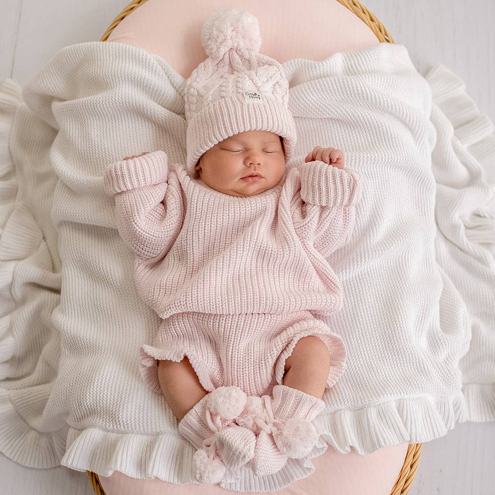 Snuggle Hunny - Blush Pink Organic Cotton Knit Booties