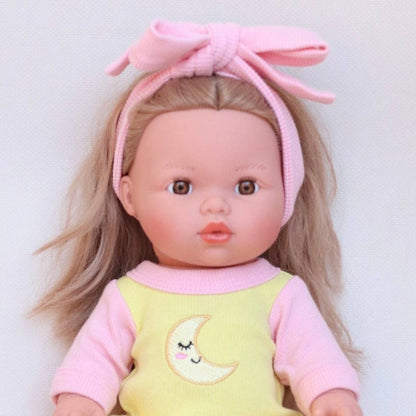 SALLI COLLECTIVE - Doll Moonbeam Romper + Bow set - Fits 34-38cm Minikane Gordis, Mini Colettos, Llorens dolls