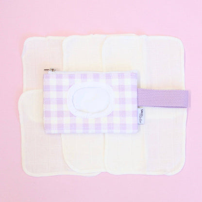 SALLI COLLECTIVE - Dolly baby wipes set - Lilac Gingham