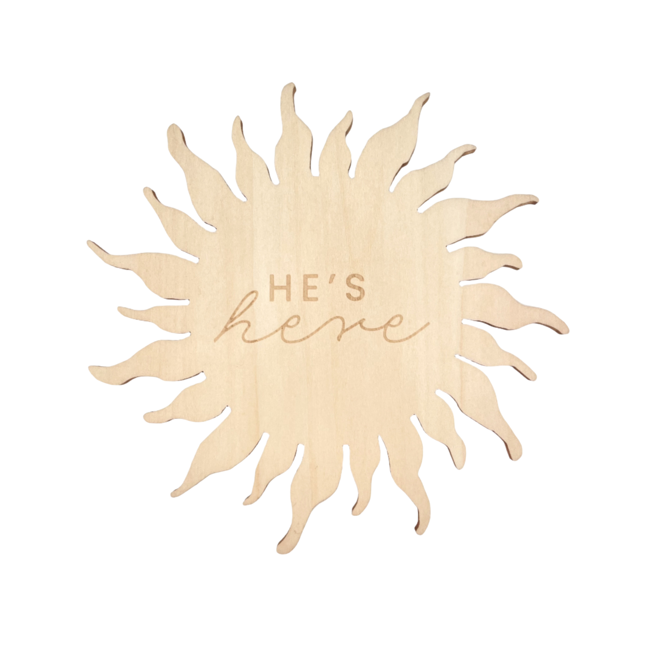 The Beige Collective - He's Here Reversible Sun Announcement Plaque