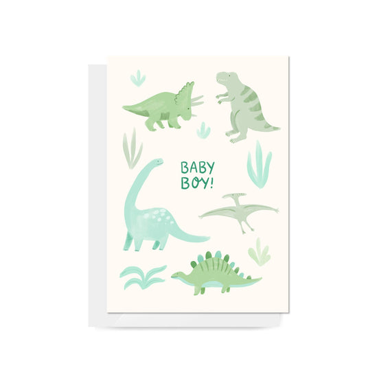 Carla Ellis Creative - Dinosaurs "Baby Boy" Greeting Card