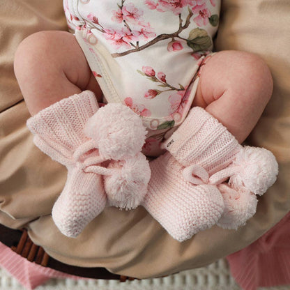 Snuggle Hunny - Blush Pink Organic Cotton Knit Booties