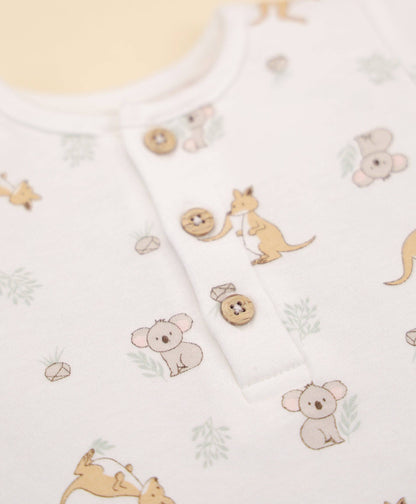 Lūmmi in Colour Babywear - Organic Cotton Romper - Kangaroo & Koala