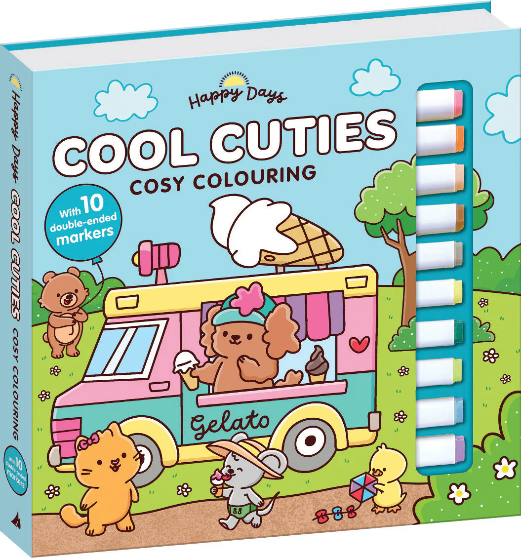 Lake Press - Happy Days - Deluxe Cosy Colouring Folder - Cool Cuties