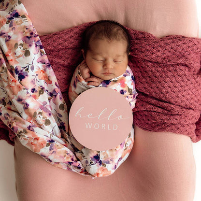 Snuggle Hunny - Blushing Beauty Organic Jersey Wrap & Topknot Set