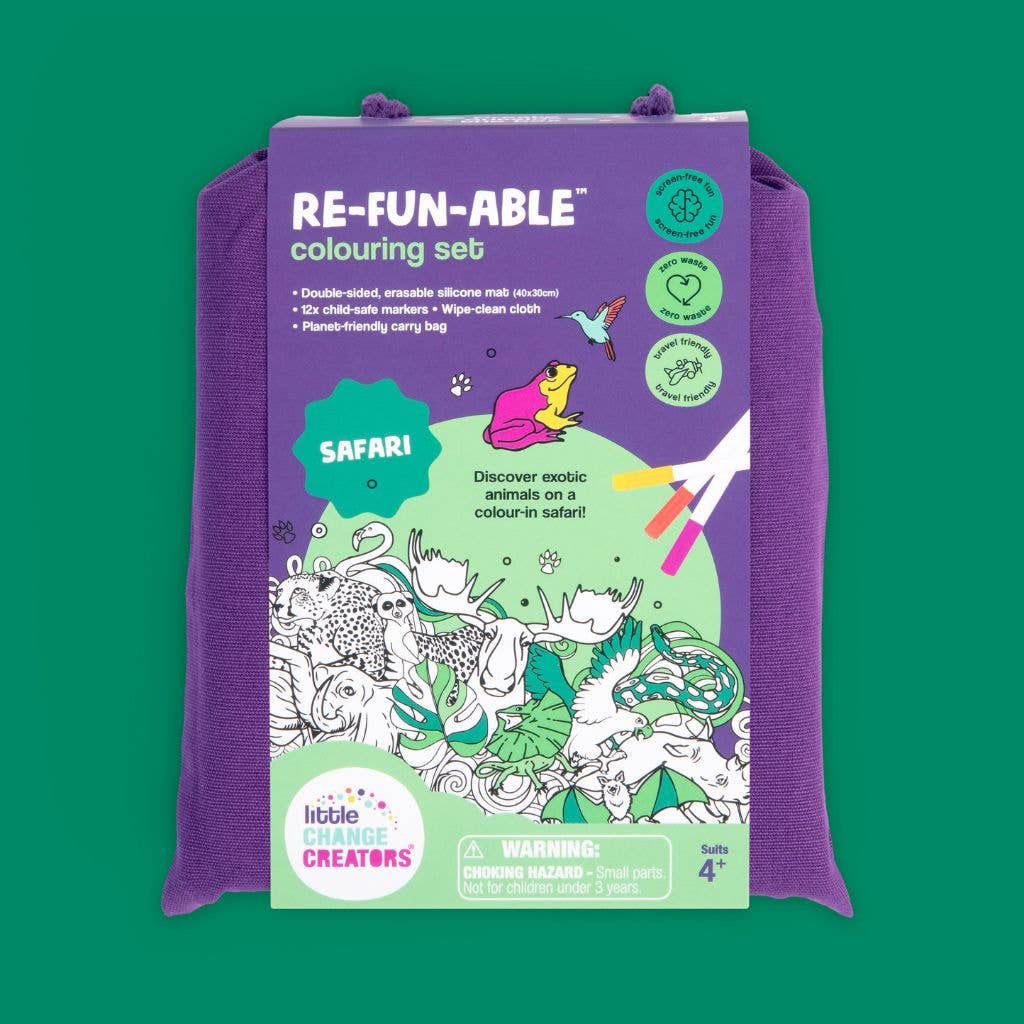 Little Change Creators - SAFARI | Washable Animal Colouring Activity Mat