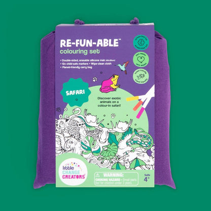 Little Change Creators - SAFARI | Washable Animal Colouring Activity Mat