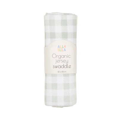 All4Ella - Jersey Swaddle - Gingham Sage