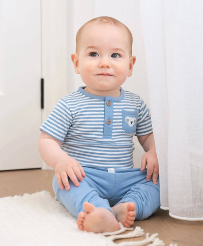 Lūmmi in Colour Babywear - Organic Cotton Button Pants - Sky Blue