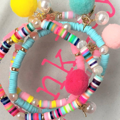 Lauren Hinkley Australia - Pink Bracelet with Pom Pom and Pearl
