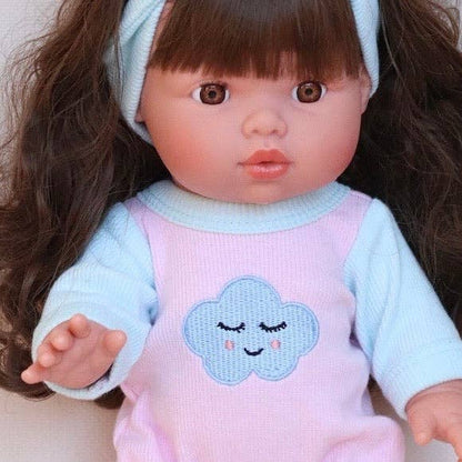 SALLI COLLECTIVE - Dolls Sweet Dreams cloud Romper + Bow set Fits 34-38cm
