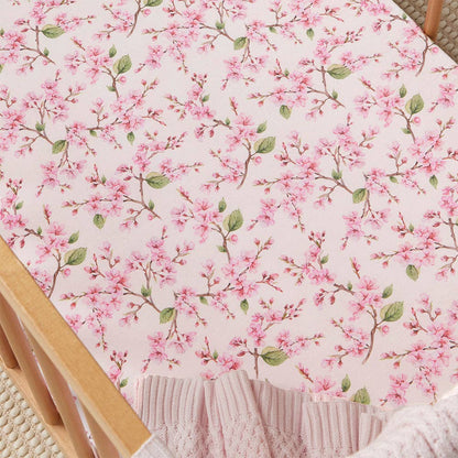 Snuggle Hunny - Cherry Blossom Organic Fitted Cot Sheet