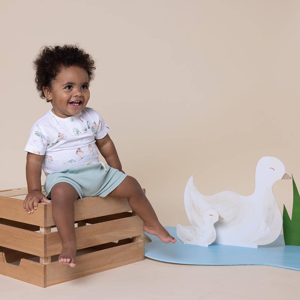 Snuggle Hunny - Duck Pond Short Sleeve Organic Bodysuit