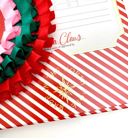 Black Bow Studio - Nice List Member Christmas Rosette Badge Red/Green
