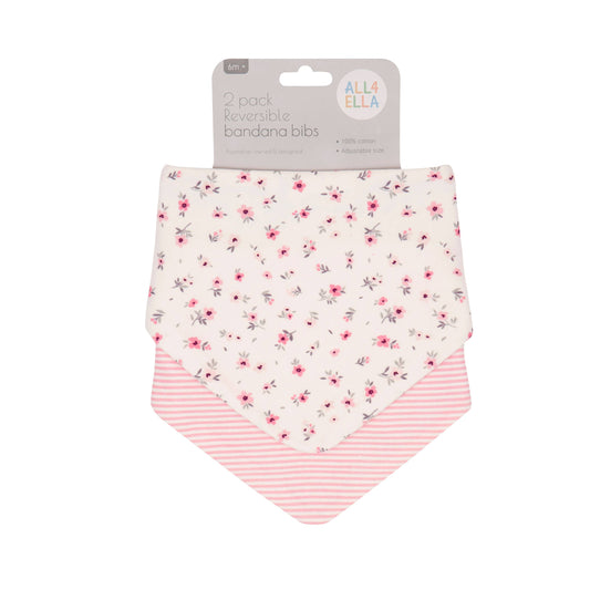 All4Ella - Bandana Bibs 2pk - Pink Petals