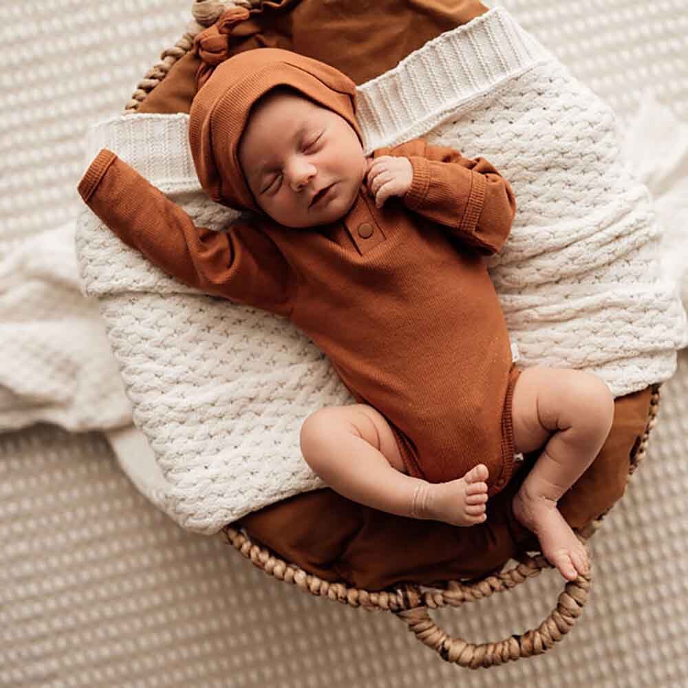 Snuggle Hunny - Biscuit Long Sleeve Organic Bodysuit