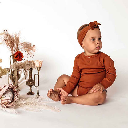 Snuggle Hunny - Biscuit Long Sleeve Organic Bodysuit