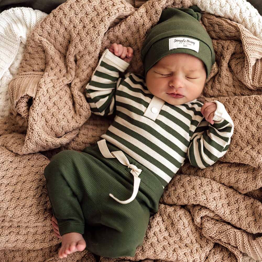 Snuggle Hunny - Olive Ribbed Organic Pants