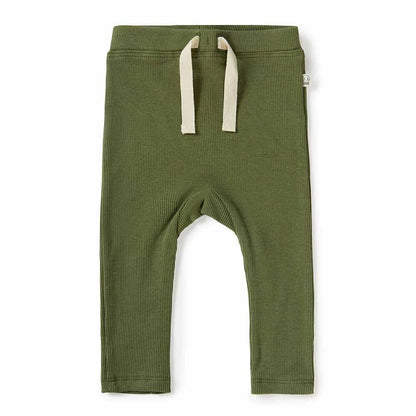 Snuggle Hunny - Olive Ribbed Organic Pants