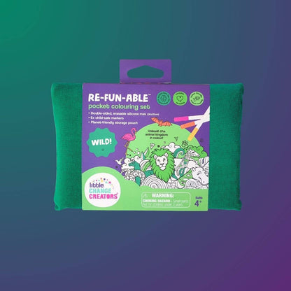 Little Change Creators - WILD! Pocket Reusable Colouring Mat | Animal Activity Gift