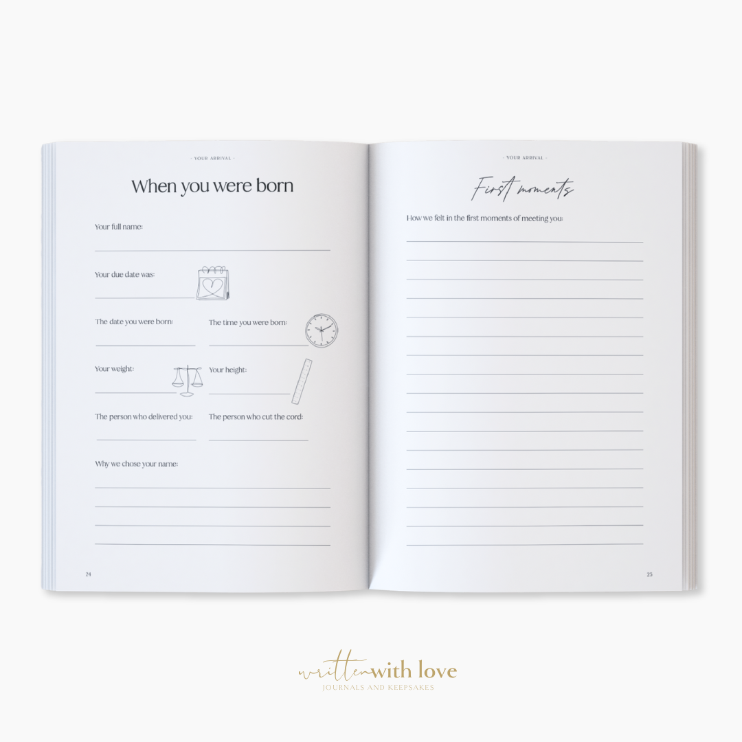 Written With Love - Baby Memory Book with Keepsake Box - Peony Pink