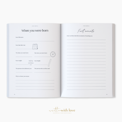 Written With Love - Baby Memory Book with Keepsake Box - Peony Pink
