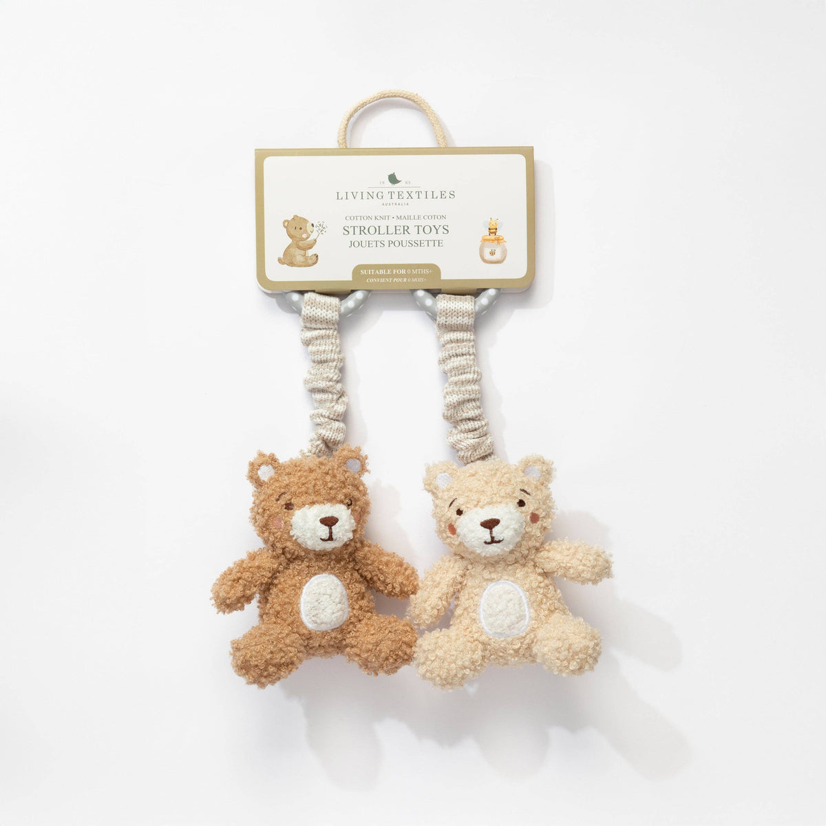 Living Textiles - 2pk Stroller Toy - Cuddly Bears
