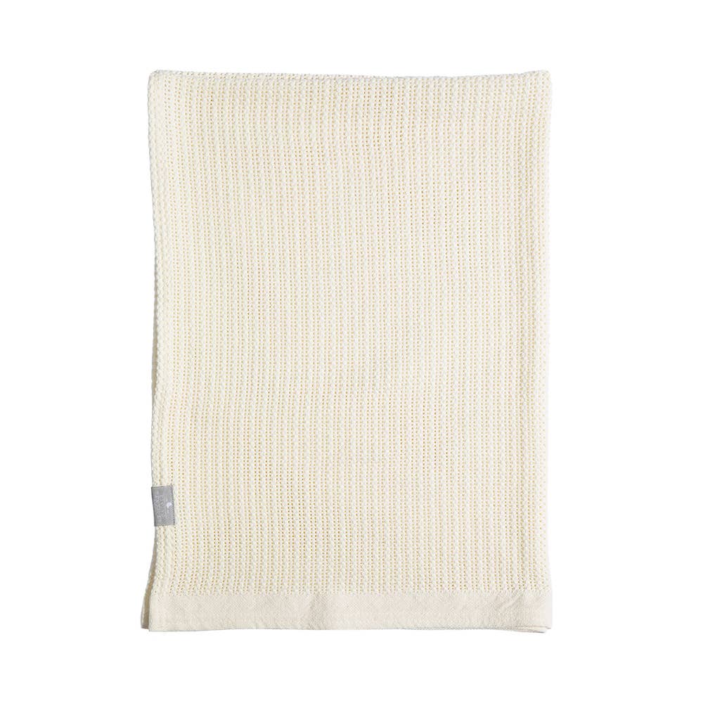 Living Textiles - Bassinet Cotton Cellular Blanket - Natural White