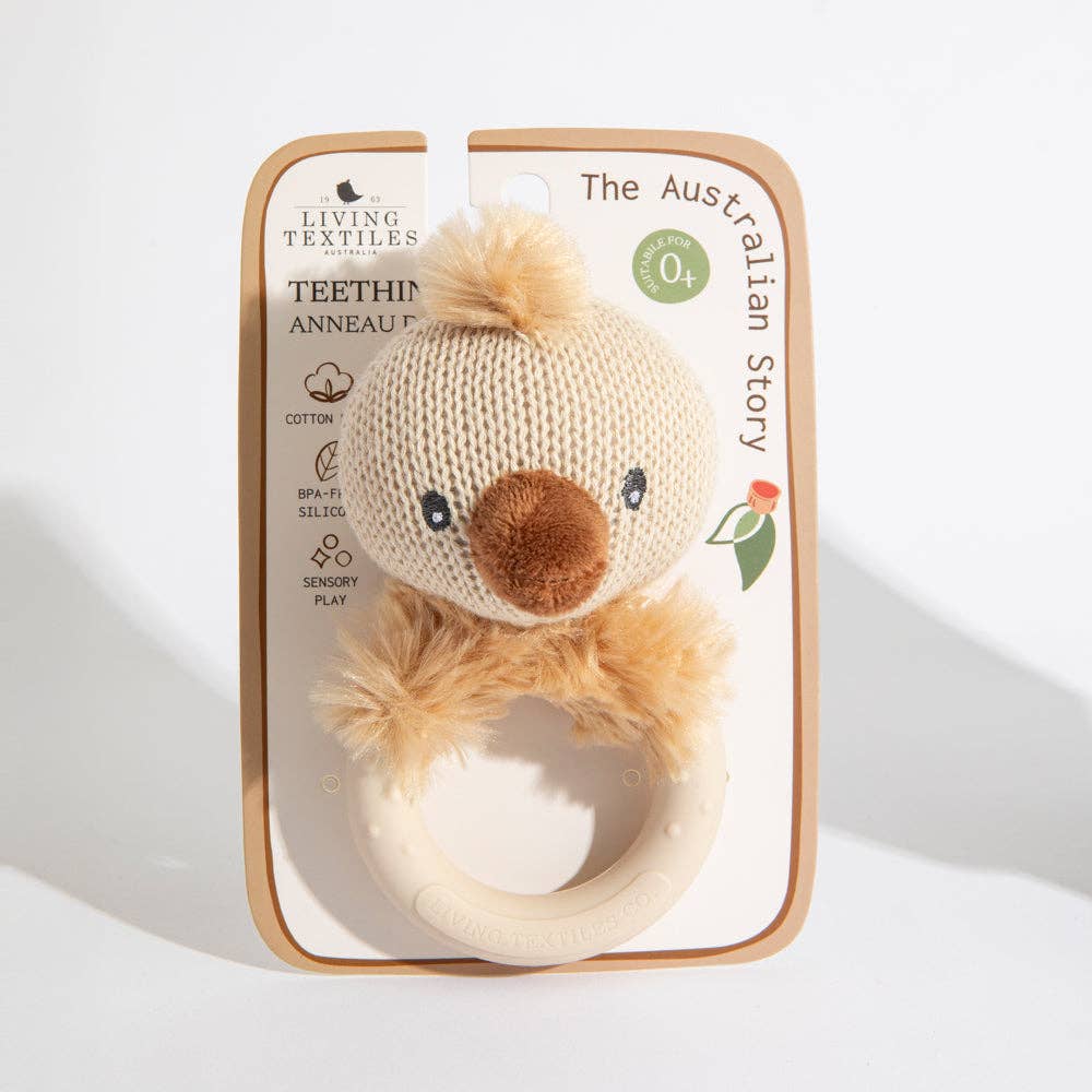 Living Textiles - Ring Rattle - Emu