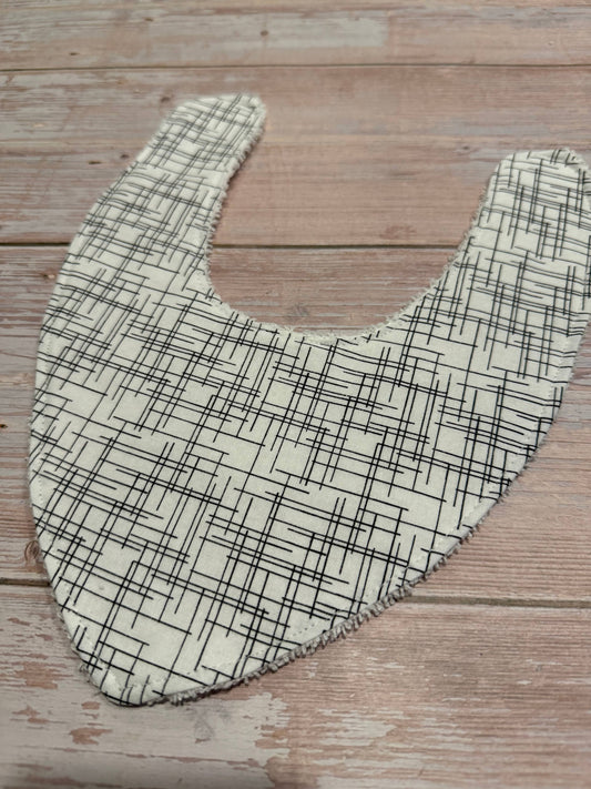 Finished with a Kiss - Baby Bib - Dribble Bib - Monochrome stripes