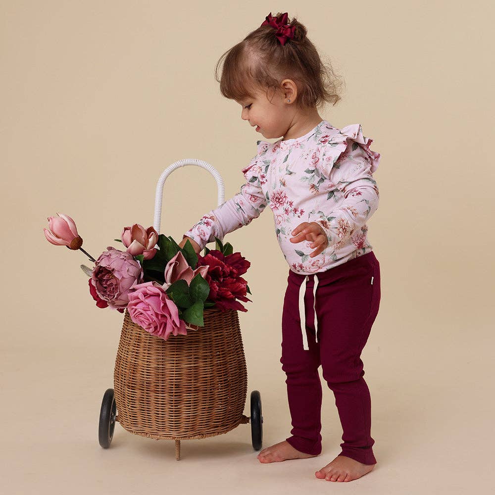 Snuggle Hunny - Birds & Blooms Long Sleeve Organic Bodysuit with Frill