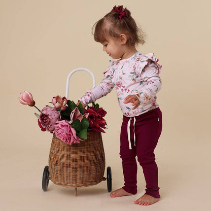 Snuggle Hunny - Birds & Blooms Long Sleeve Organic Bodysuit with Frill