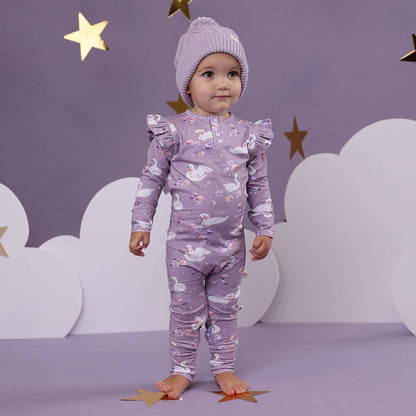 Snuggle Hunny - Swan Lake Organic Growsuit with Frill