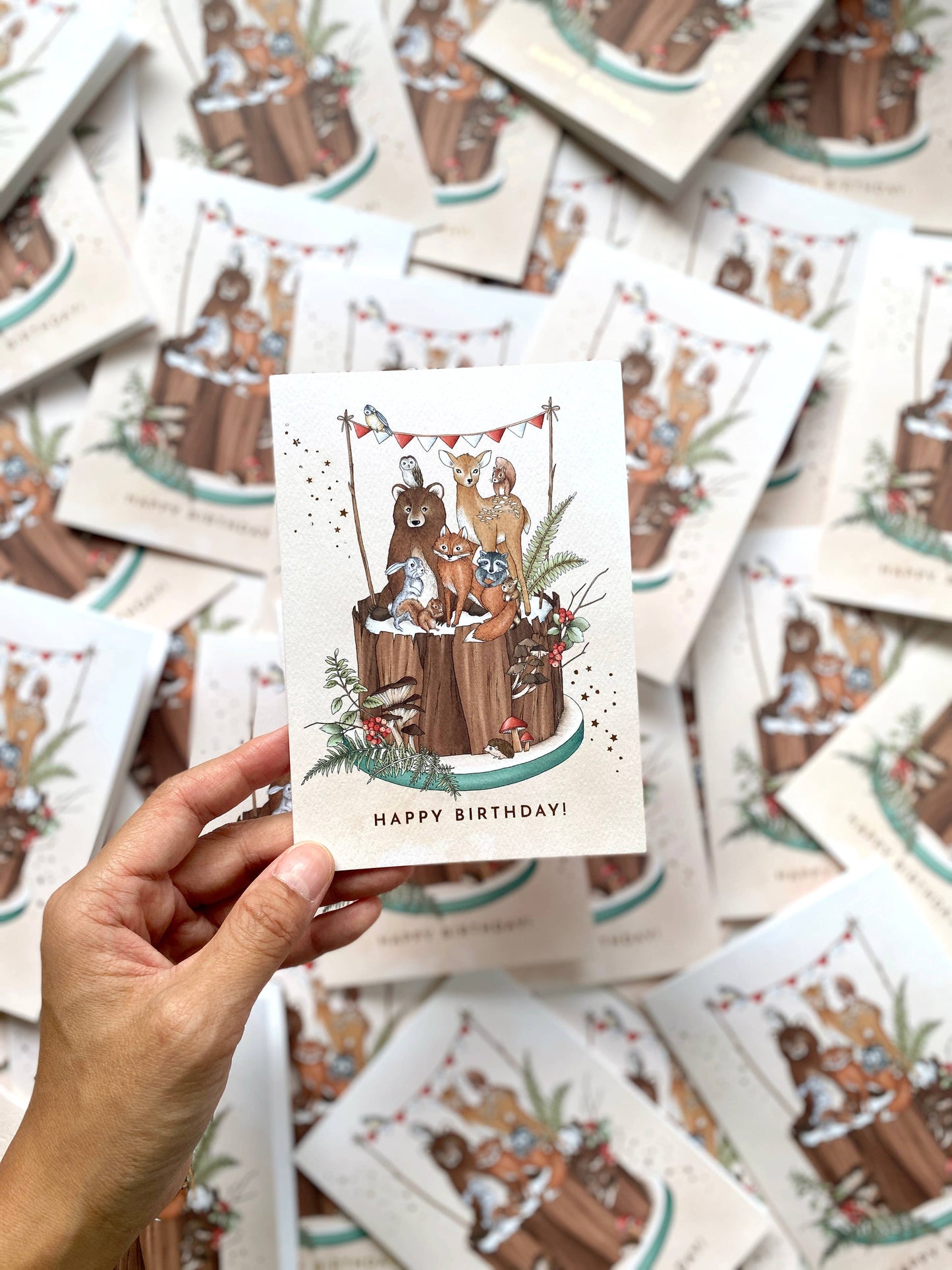 Typoflora - Animals Birthday Cake Card