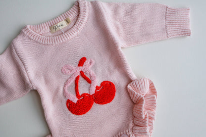 Petite + Co - CHERRY BOW FRILL ROMPER