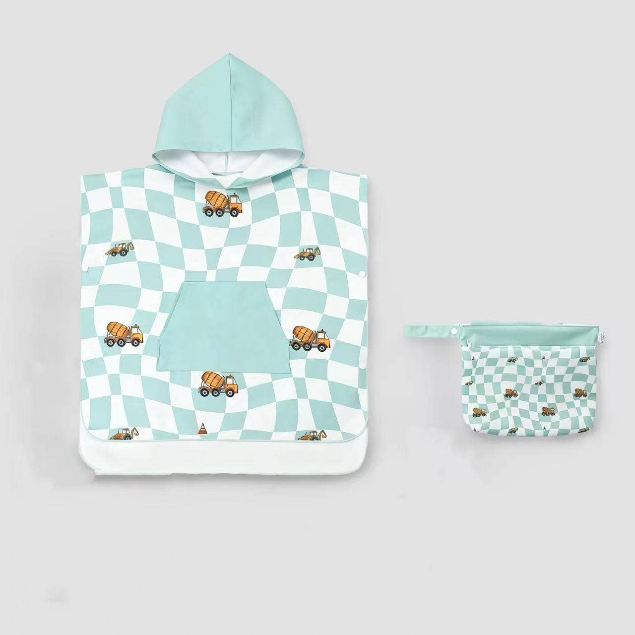 LESIMO - Sand Free Kids Hooded Towel - Busy Trucks