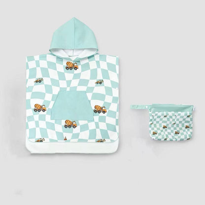 LESIMO - Sand Free Kids Hooded Towel - Busy Trucks