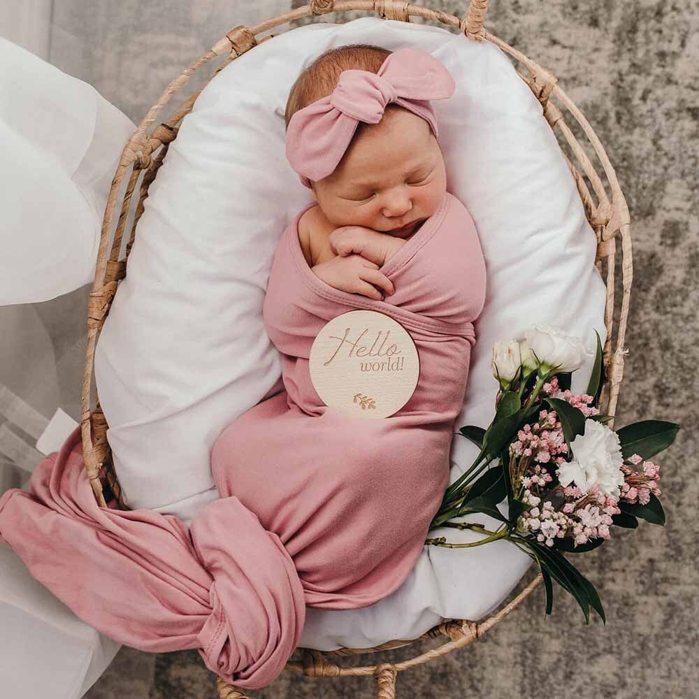 Snuggle Hunny - Jewel Pink Baby Jersey Wrap & Topknot Set